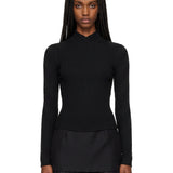 Maglione in lana e cashmere a coste in nero 