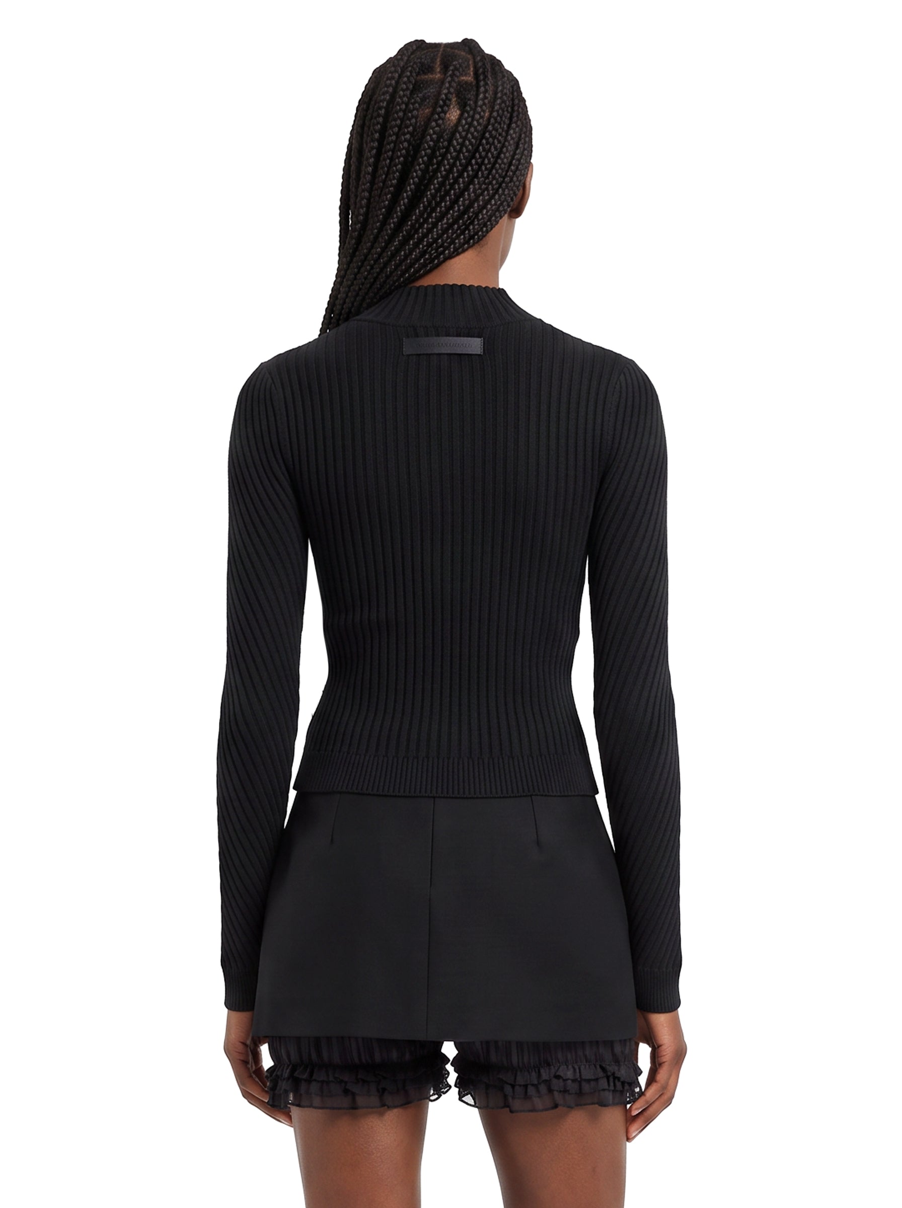 Maglione in lana e cashmere a coste in nero 