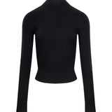 Maglione in lana e cashmere a coste in nero 