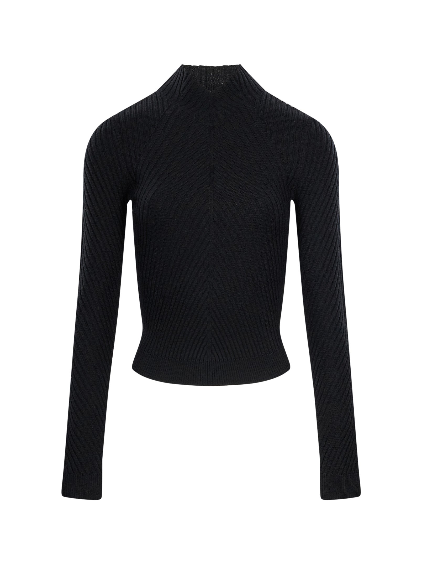 Maglione in lana e cashmere a coste in nero 