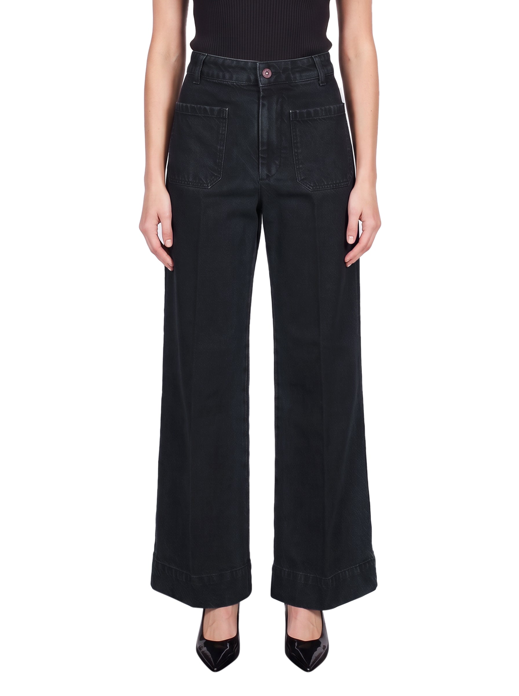Jeans a gamba larga Alina in nero 