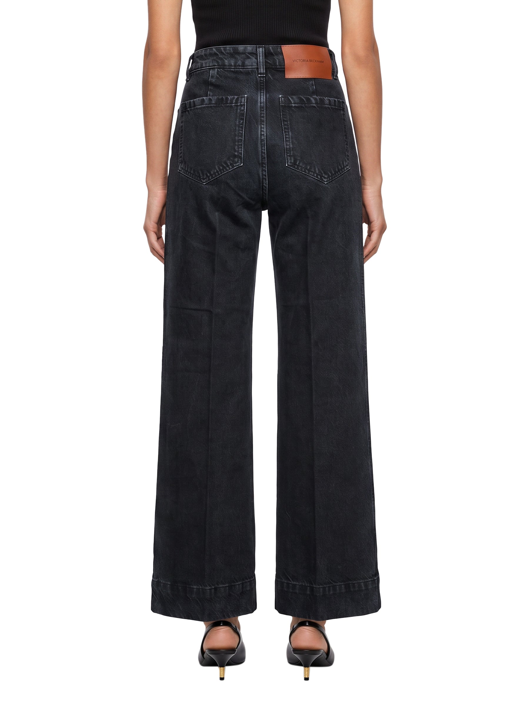 Jeans a gamba larga Alina in nero 
