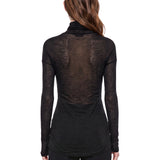 Top con design drapeggiato a maniche lunghe in nero 