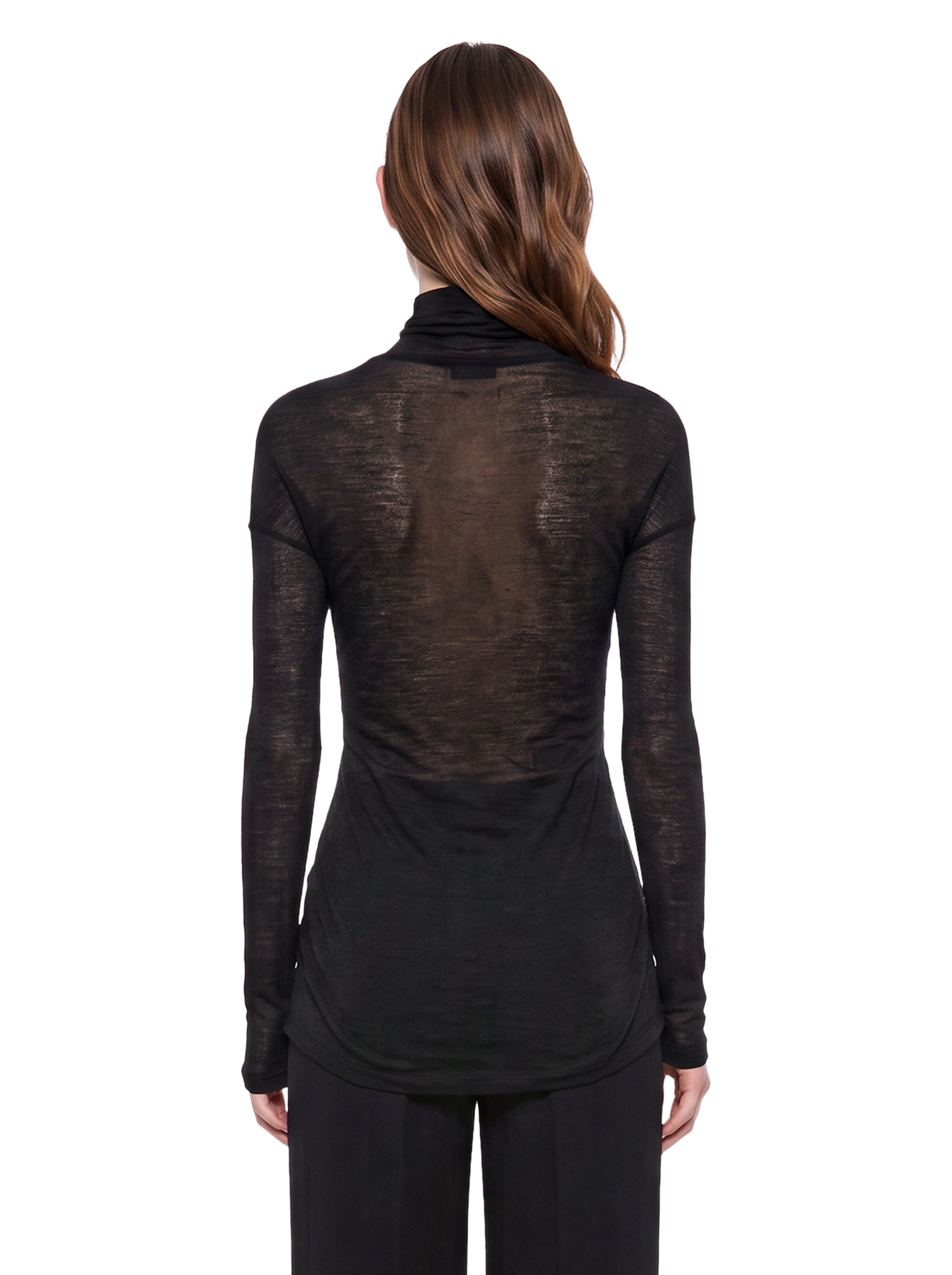 Top con design drapeggiato a maniche lunghe in nero 