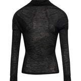 Top con design drapeggiato a maniche lunghe in nero 