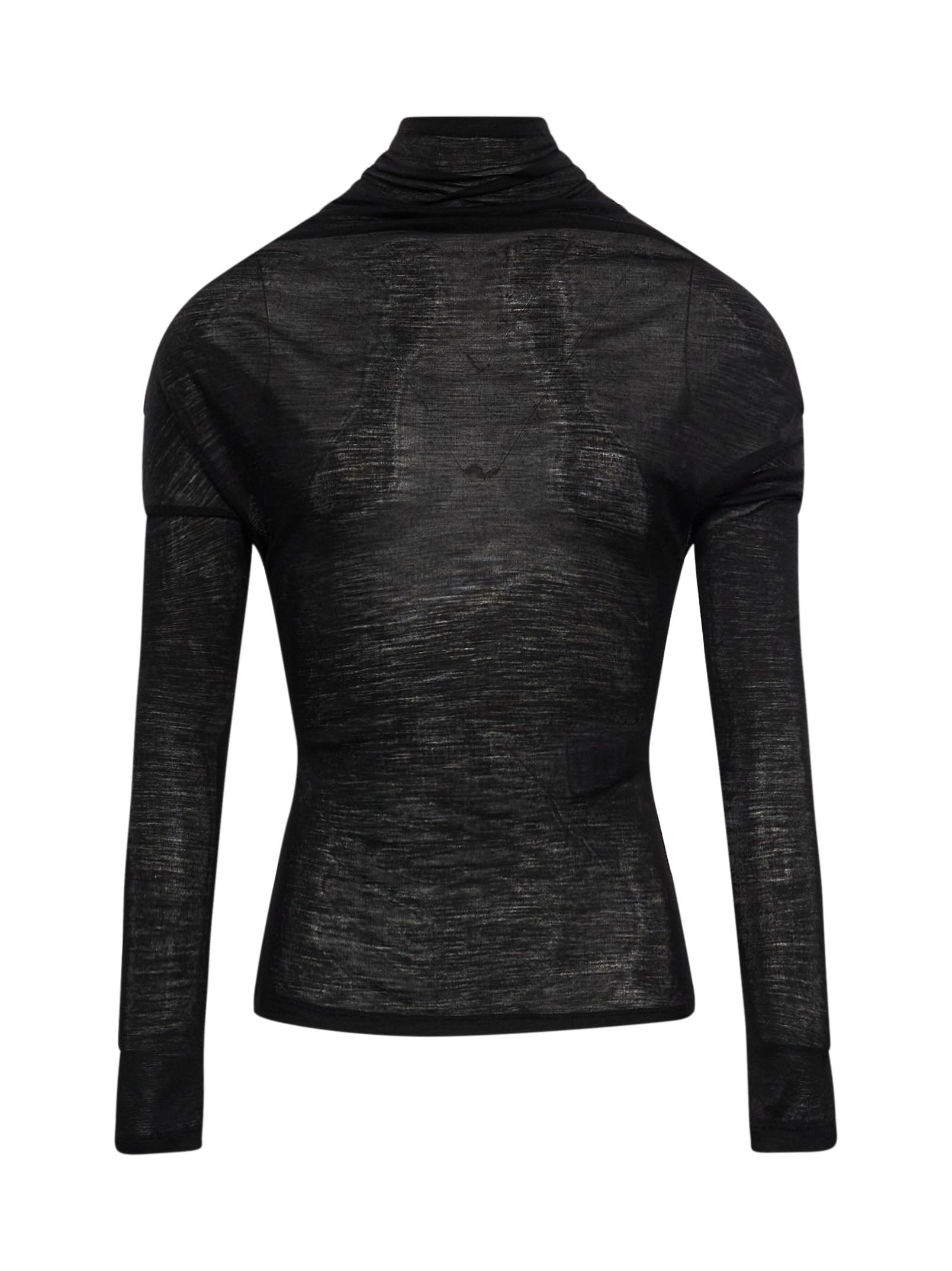 Top con design drapeggiato a maniche lunghe in nero 