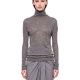 Top con design drapeggiato a maniche lunghe in grigio 