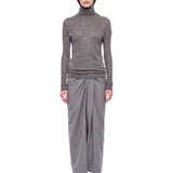 Top con design drapeggiato a maniche lunghe in grigio 
