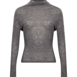 Top con design drapeggiato a maniche lunghe in grigio 