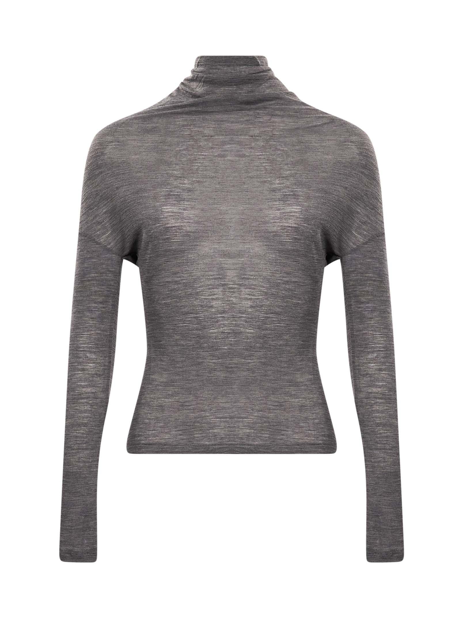 Top con design drapeggiato a maniche lunghe in grigio 