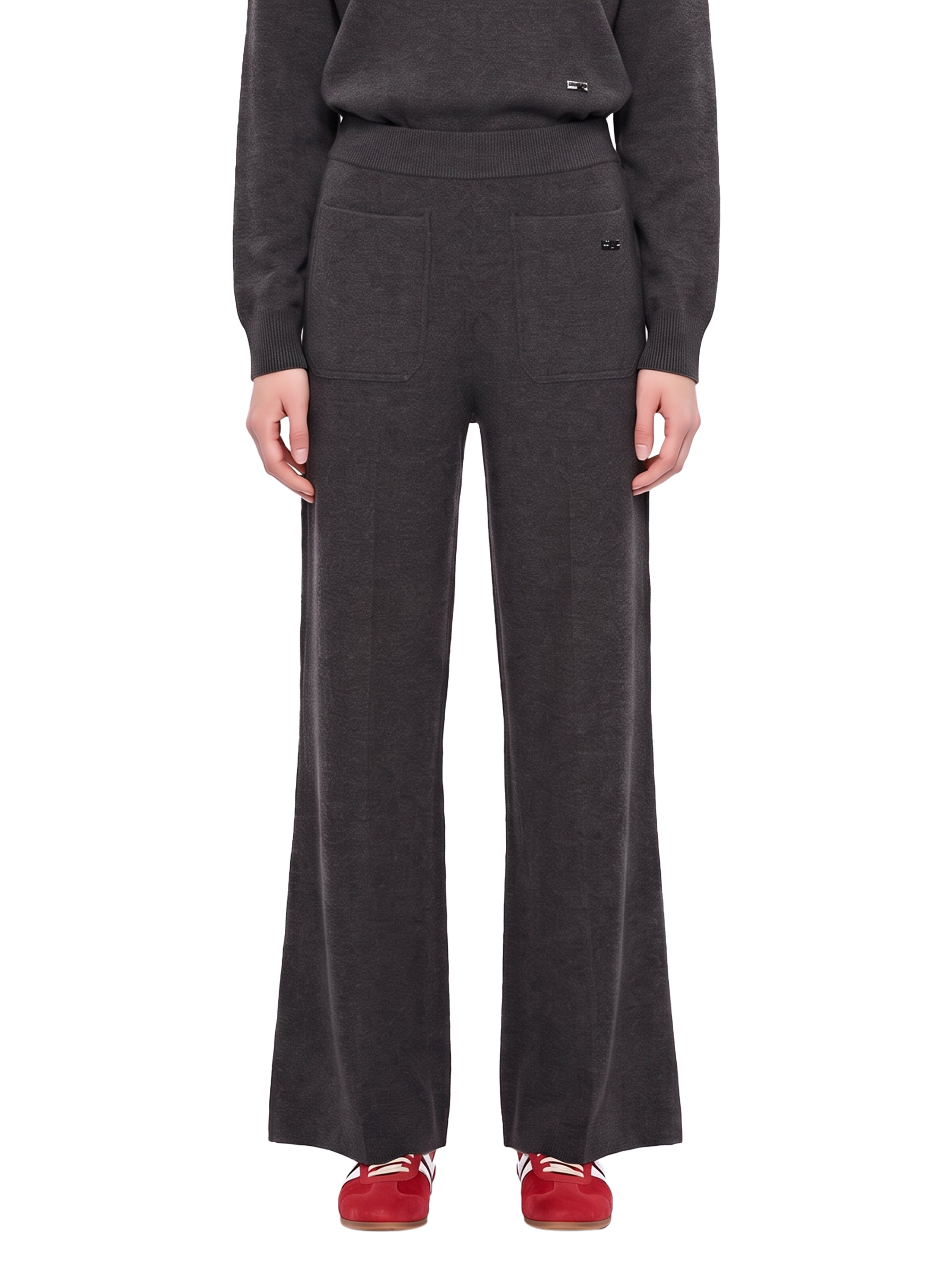 Pantaloni sportivi in lana e cashmere in grigio 
