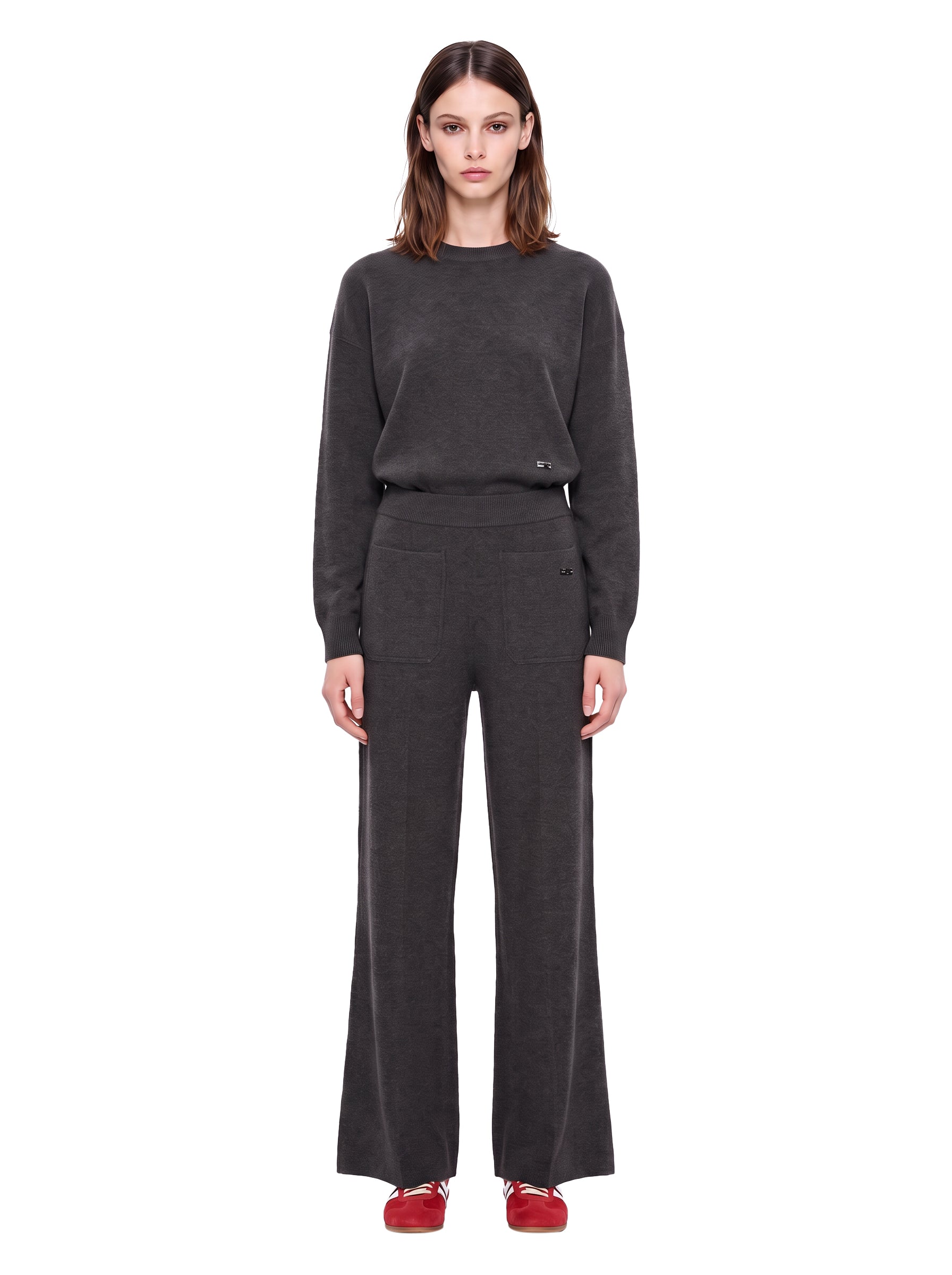Pantaloni sportivi in lana e cashmere in grigio 