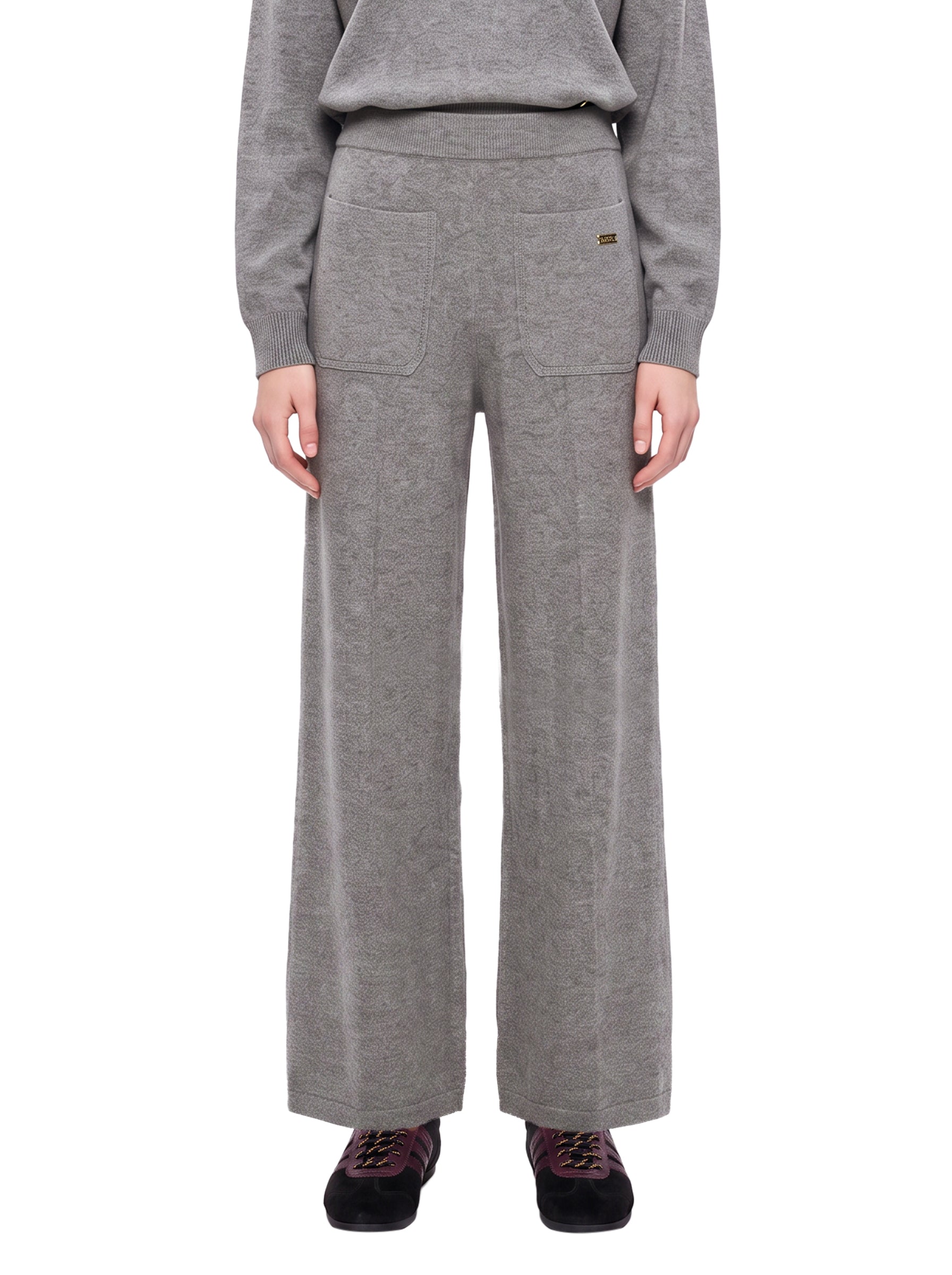 Pantaloni sportivi in lana e cashmere in grigio 