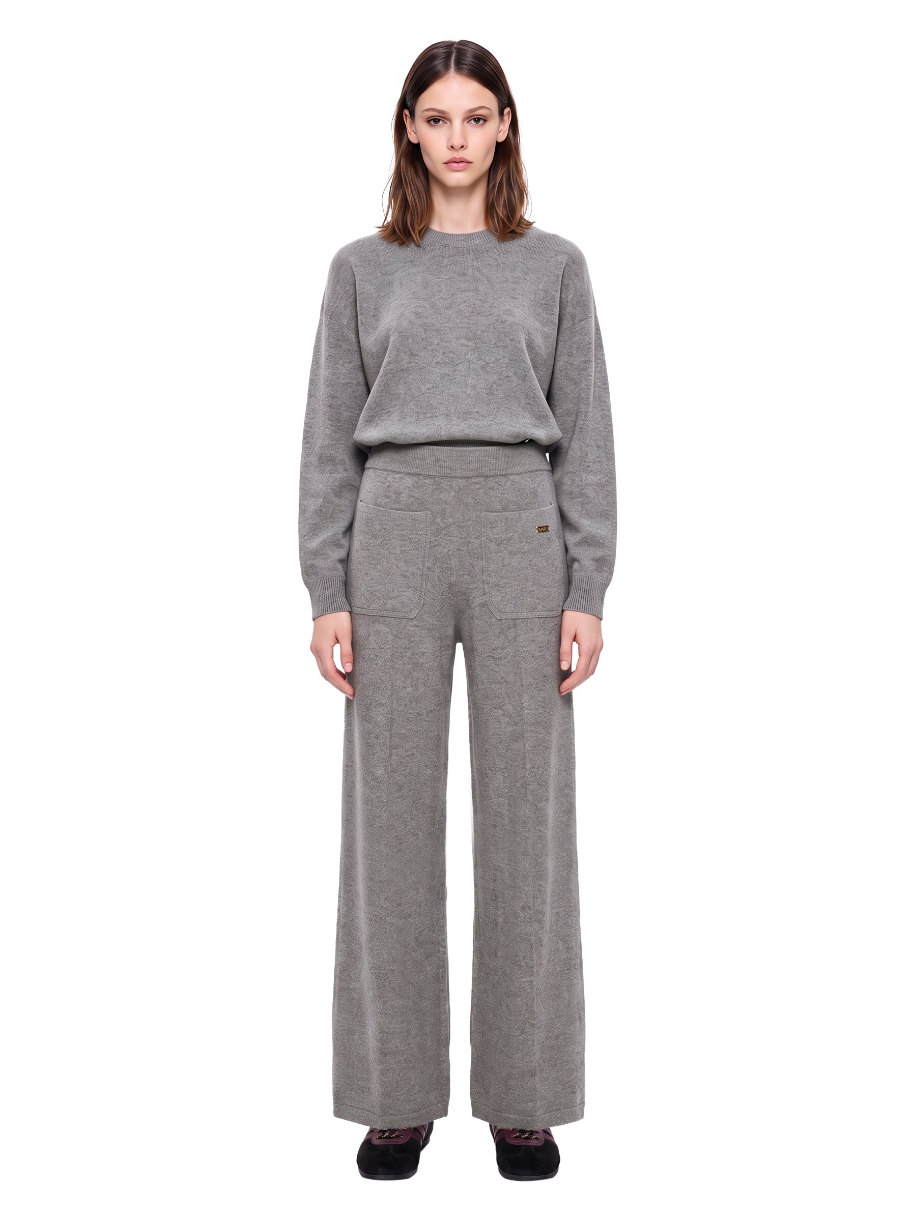 Pantaloni sportivi in lana e cashmere in grigio 