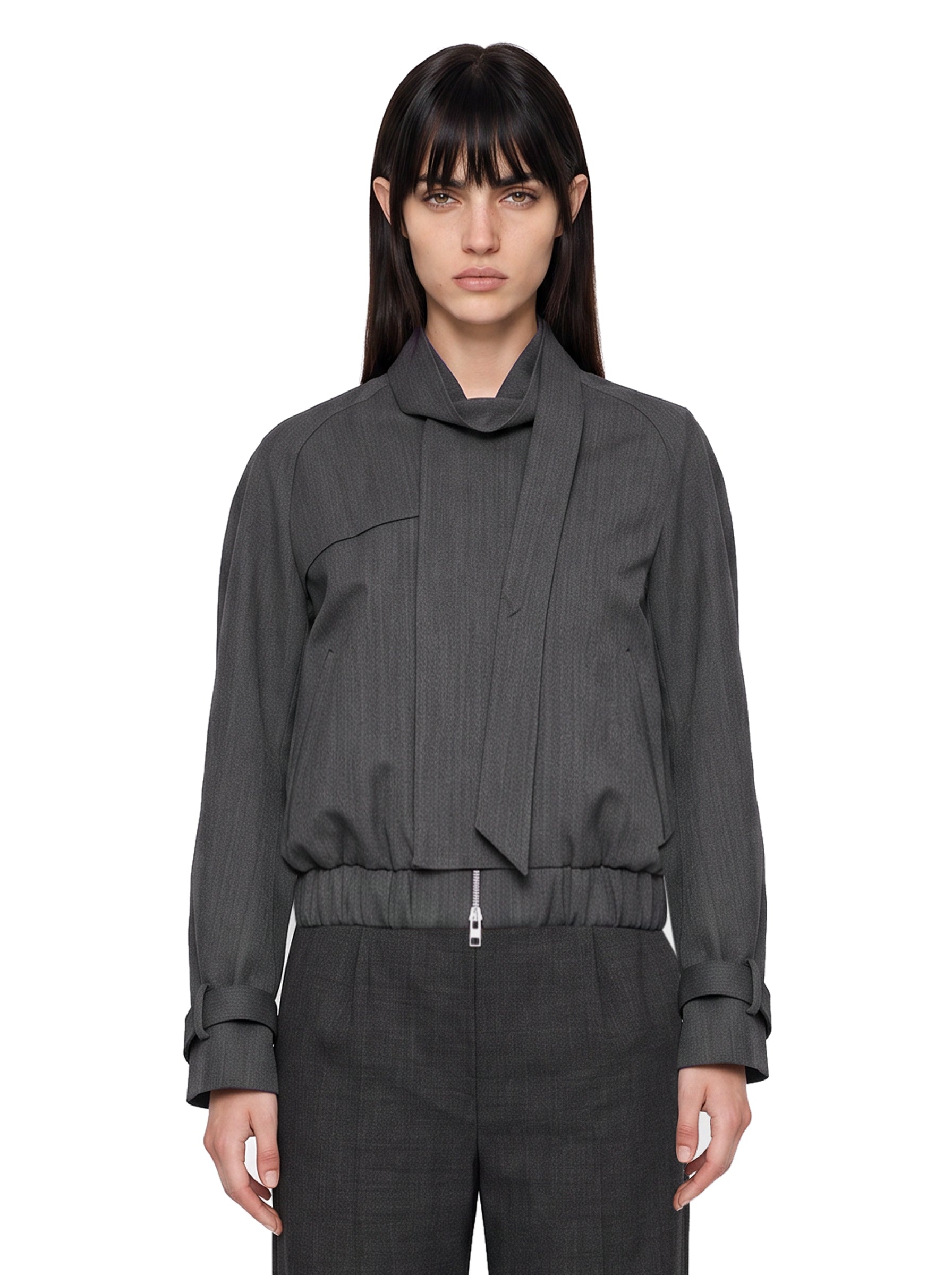Giacca bomber in lana vergine in grigio 
