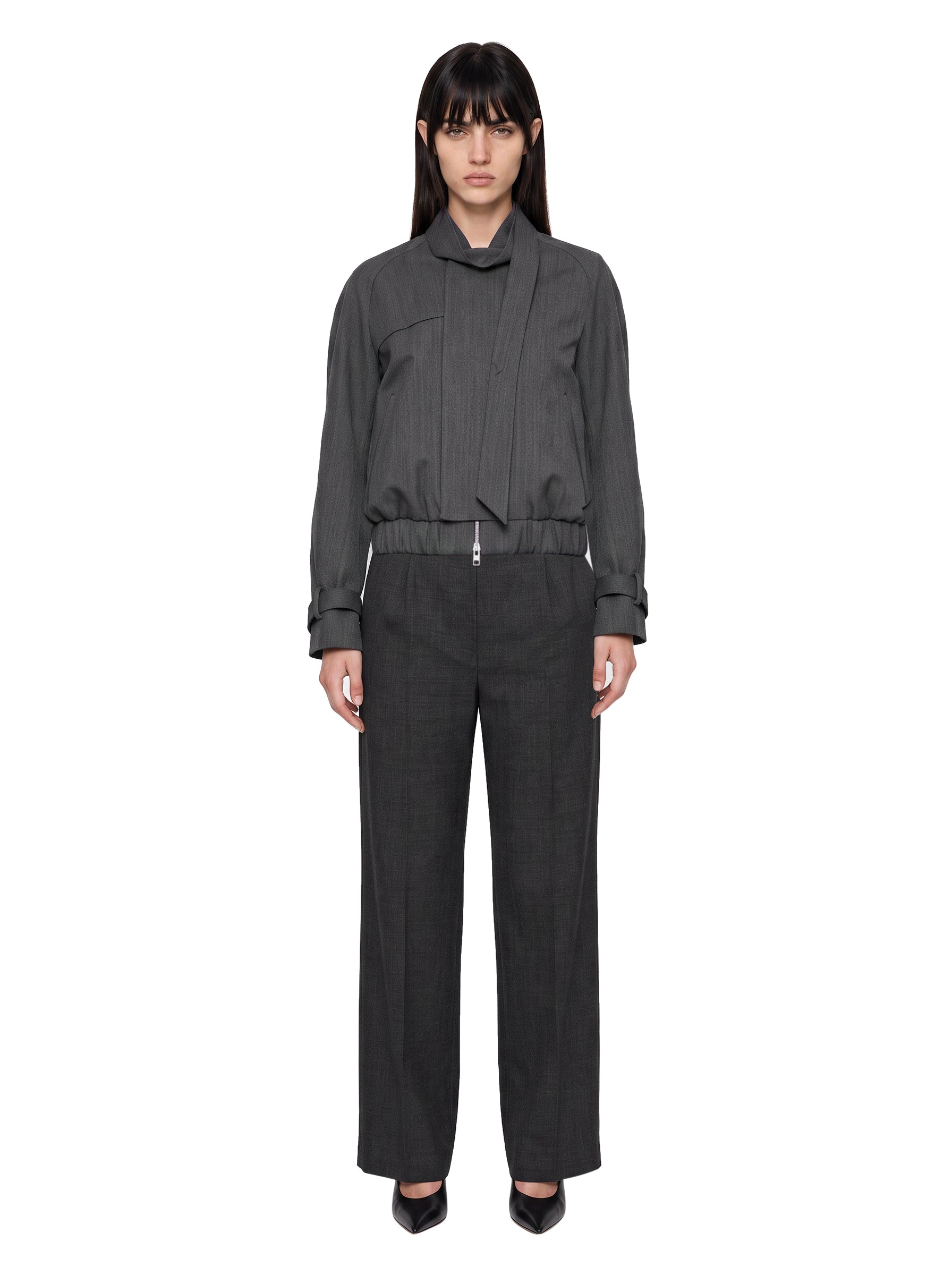 Giacca bomber in lana vergine in grigio 