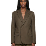 Blazer in twill di lana vergine in verde 