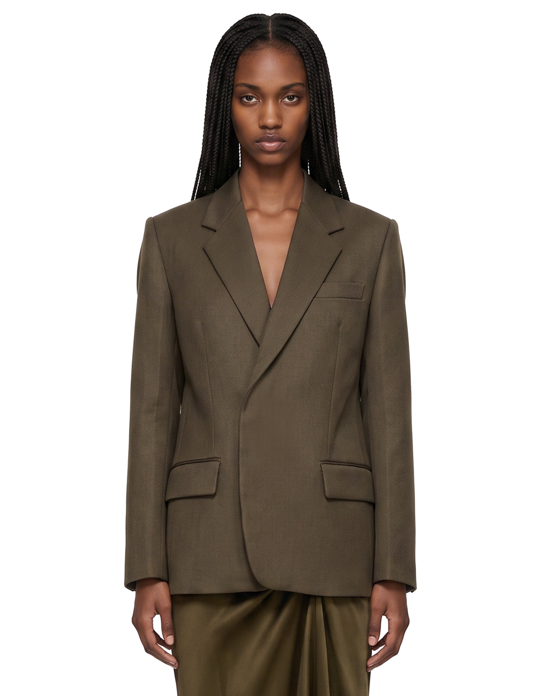 Blazer in twill di lana vergine in verde 