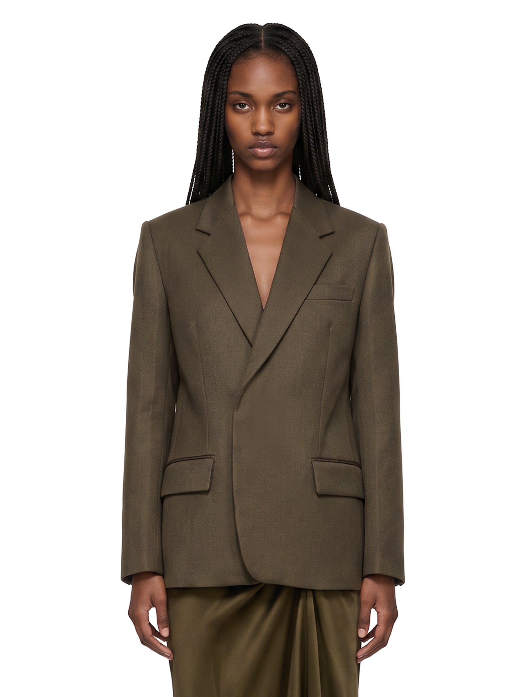 Blazer in twill di lana vergine in verde 