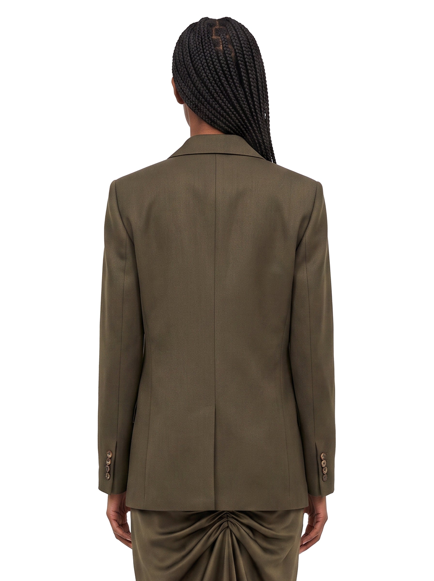 Blazer in twill di lana vergine in verde 