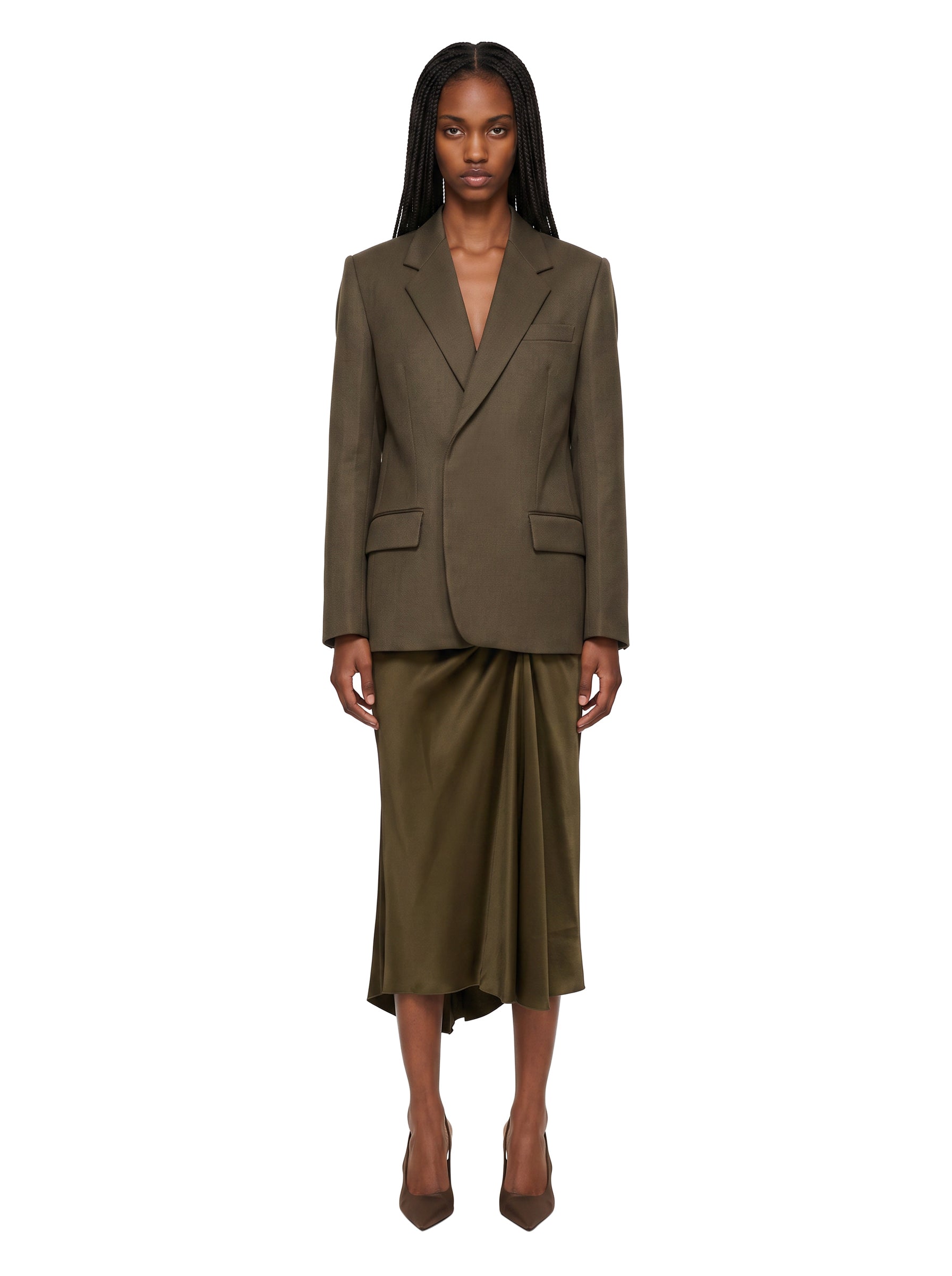Blazer in twill di lana vergine in verde 