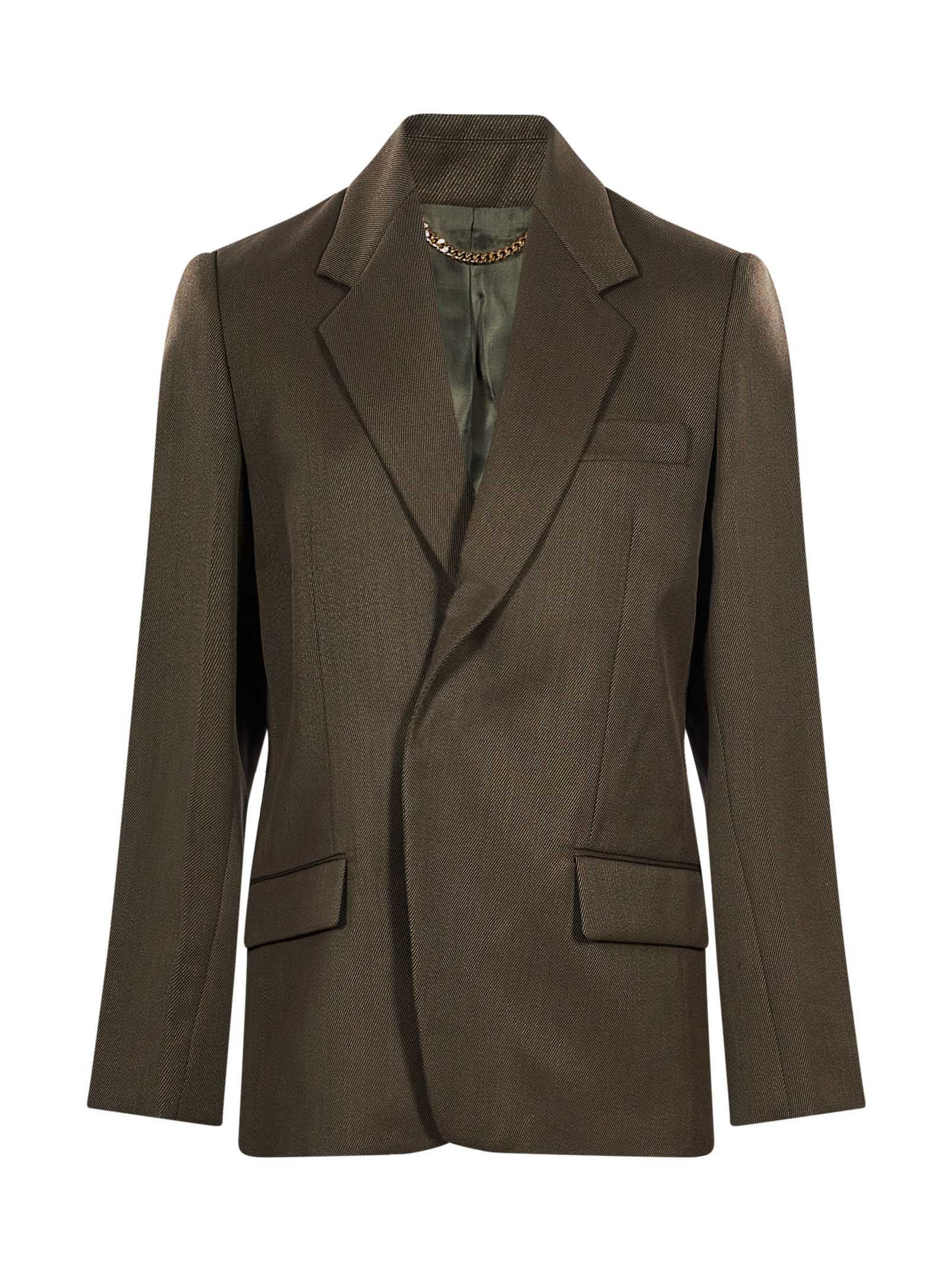 Blazer in twill di lana vergine in verde 