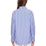 Camicia a righe con taschino in bianco e blu 