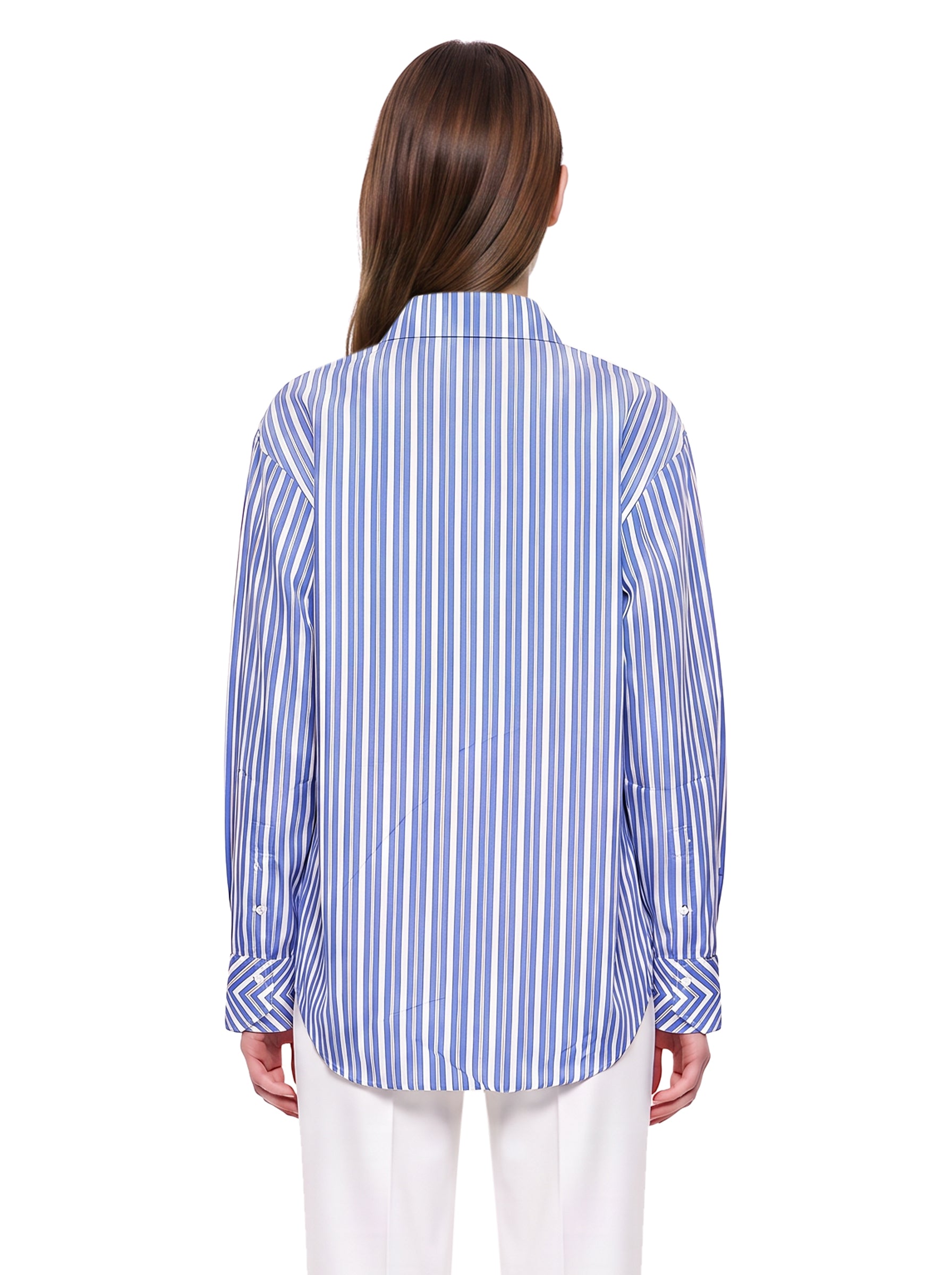 Camicia a righe con taschino in bianco e blu 