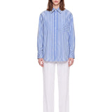 Camicia a righe con taschino in bianco e blu 