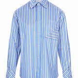 Camicia a righe con taschino in bianco e blu 