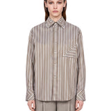 Camicia a righe con taschino in bianco e verde 