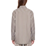 Camicia a righe con taschino in bianco e verde 
