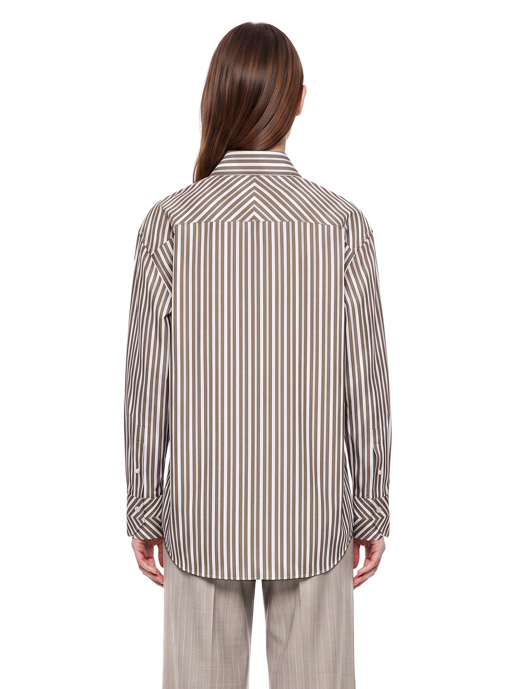 Camicia a righe con taschino in bianco e verde 