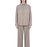 Camicia a righe con taschino in bianco e verde 