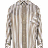 Camicia a righe con taschino in bianco e verde 