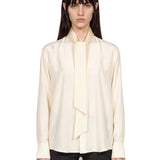 Blusa con foulard in avorio 