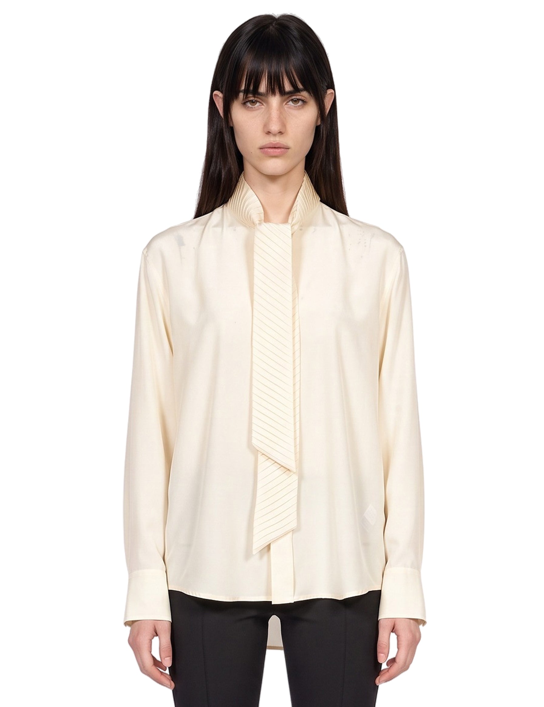Blusa con foulard in avorio 