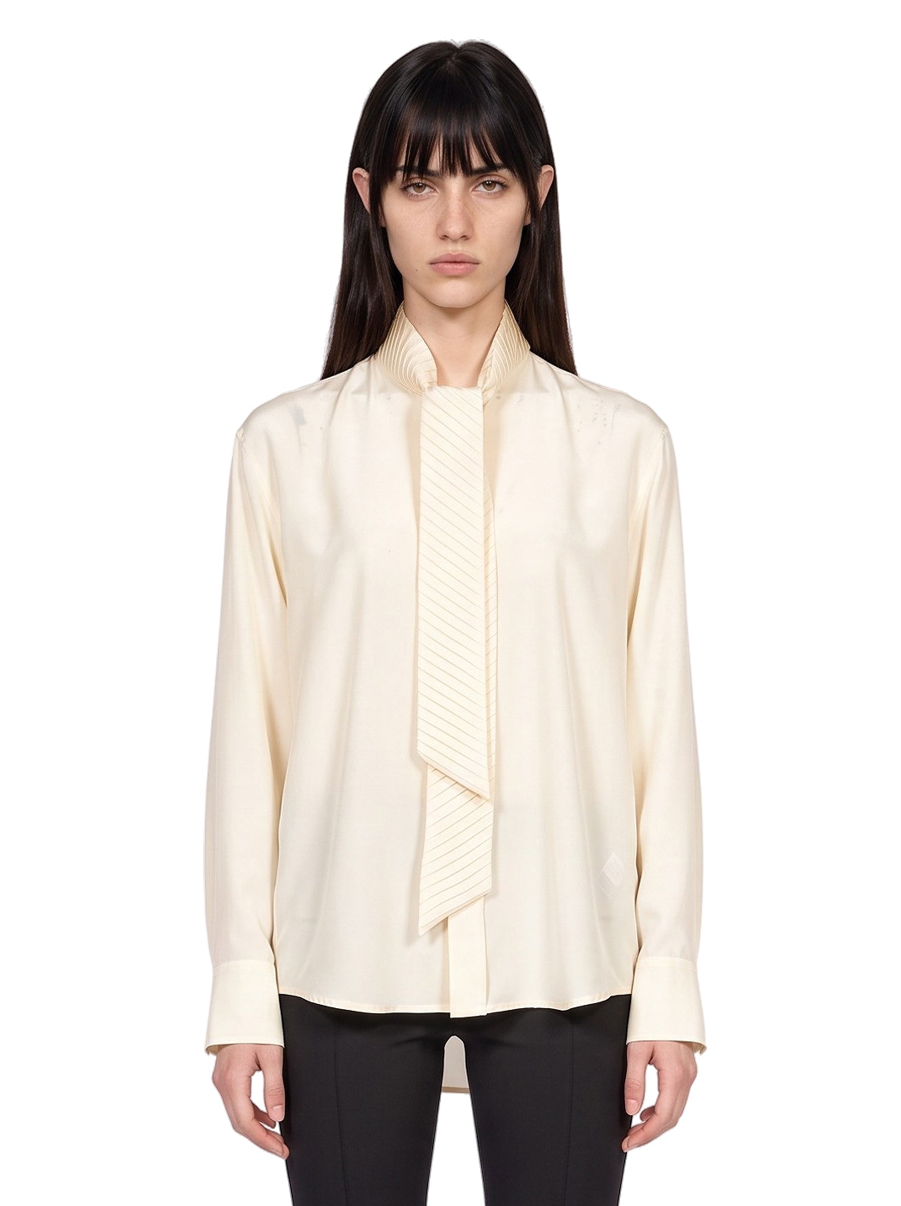 Blusa con foulard in avorio 