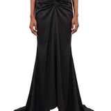 Gonna lunga in raso con drapeggio Isabella in nero 