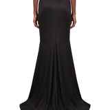 Gonna lunga in raso con drapeggio Isabella in nero 