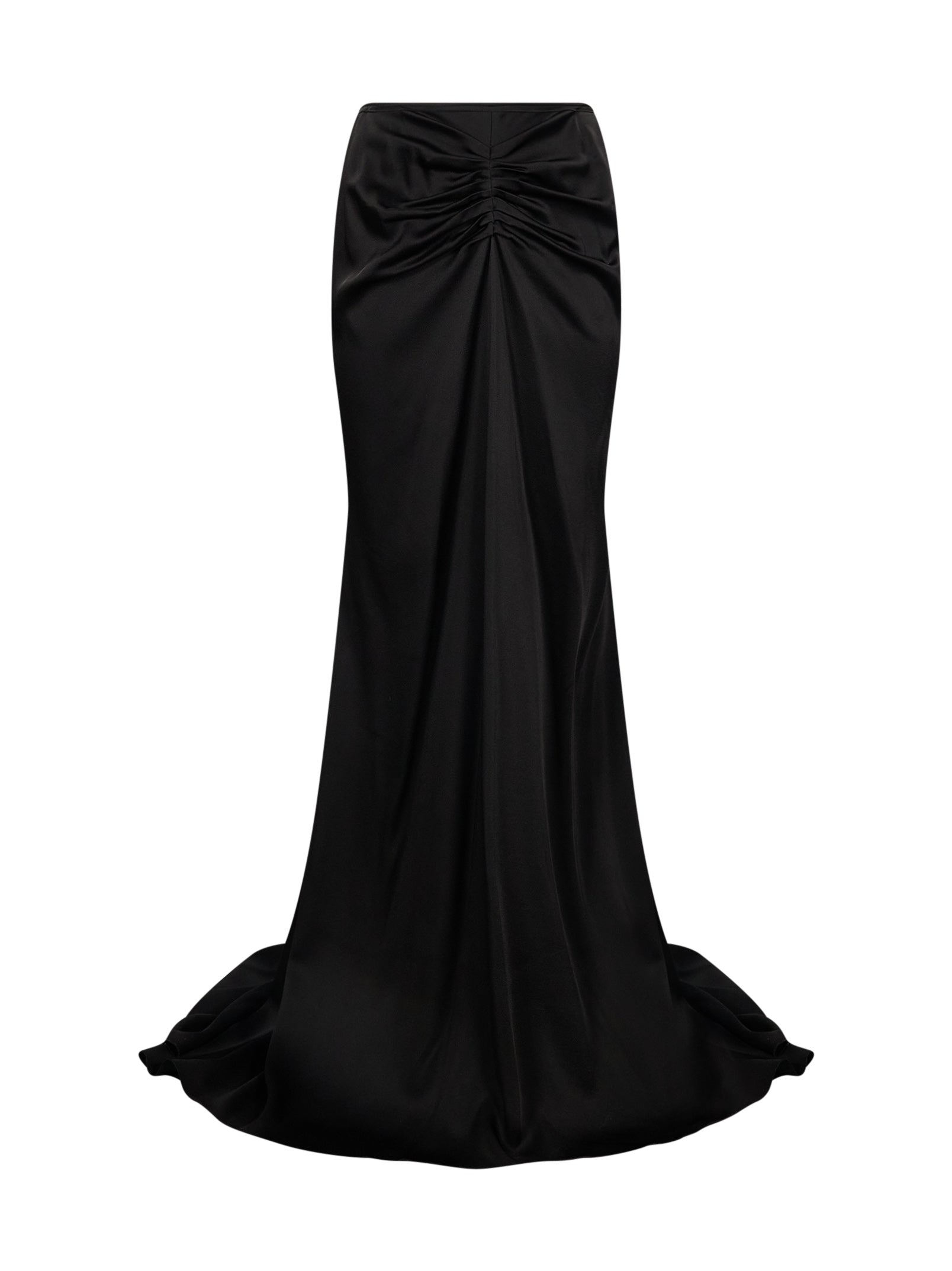 Gonna lunga in raso con drapeggio Isabella in nero 