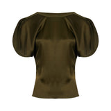 Top con finitura satinata Bela in verde 