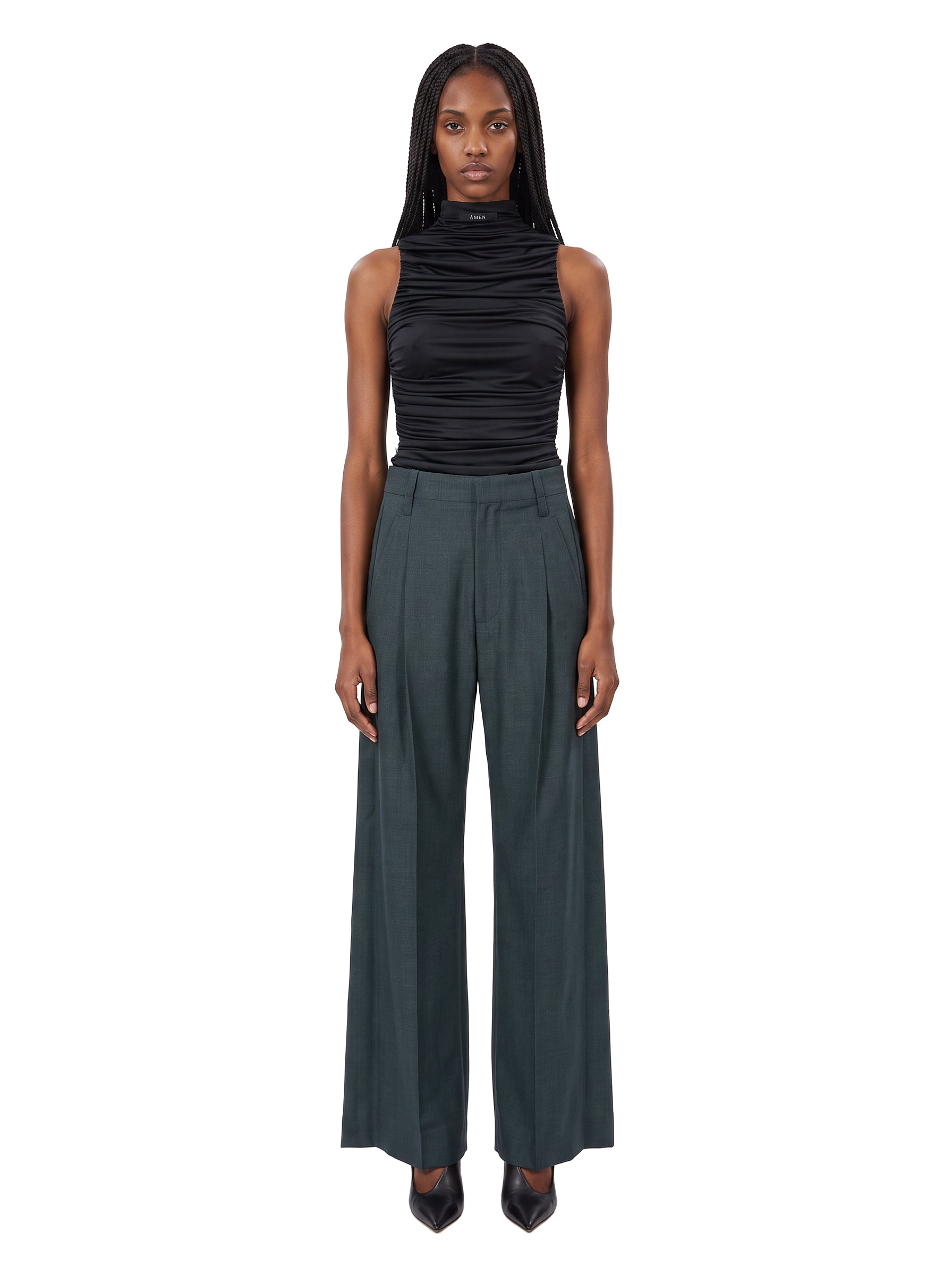 Pantaloni sartoriali Ethel in verde scuro 