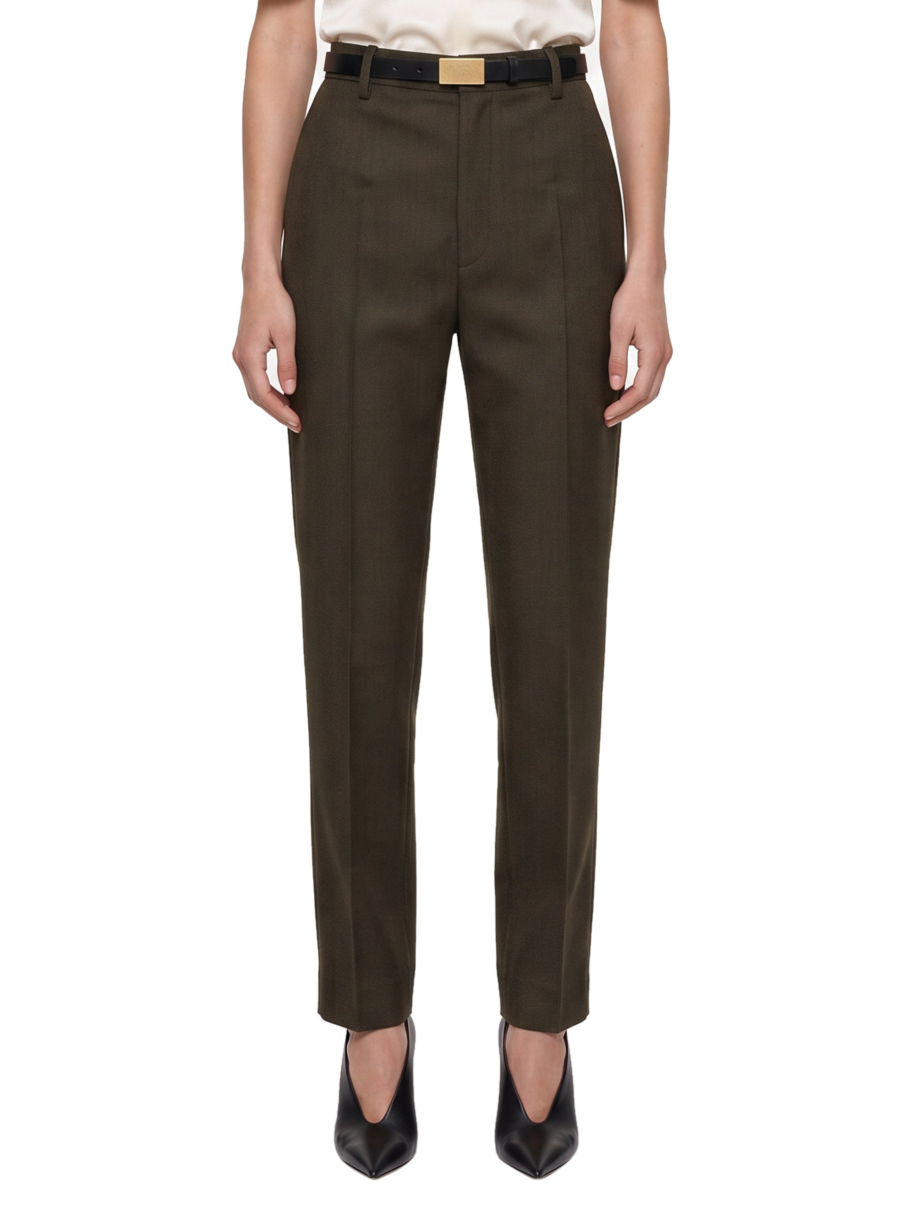 Pantaloni sartoriali a vita lata in verde 