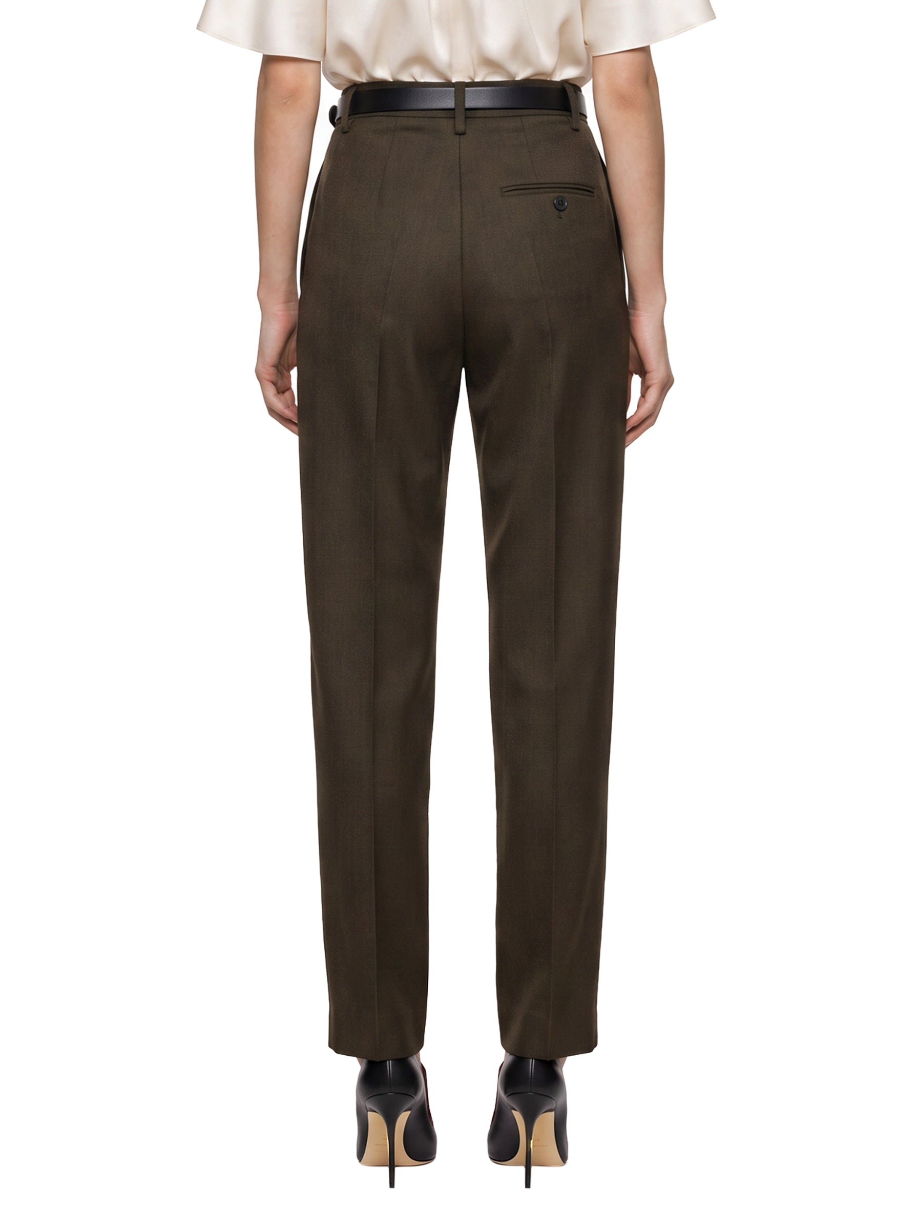 Pantaloni sartoriali a vita lata in verde 