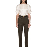 Pantaloni sartoriali a vita lata in verde 