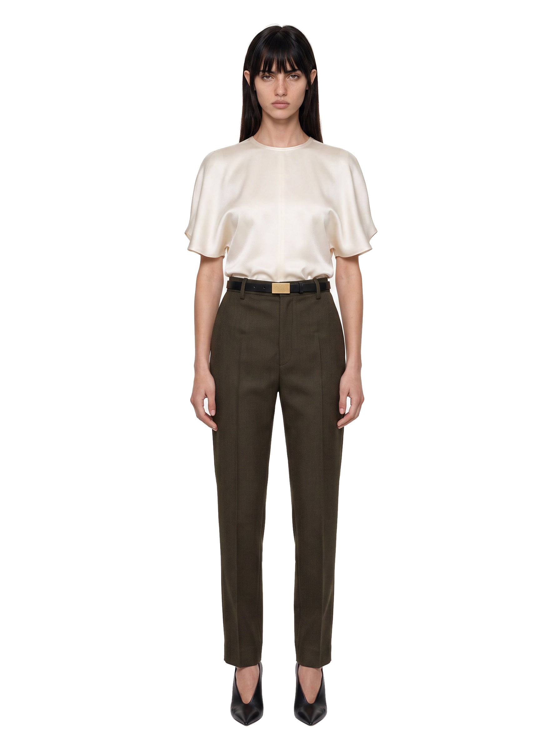 Pantaloni sartoriali a vita lata in verde 