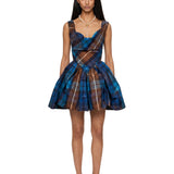 Abito mini Sunday a quadri in blu 