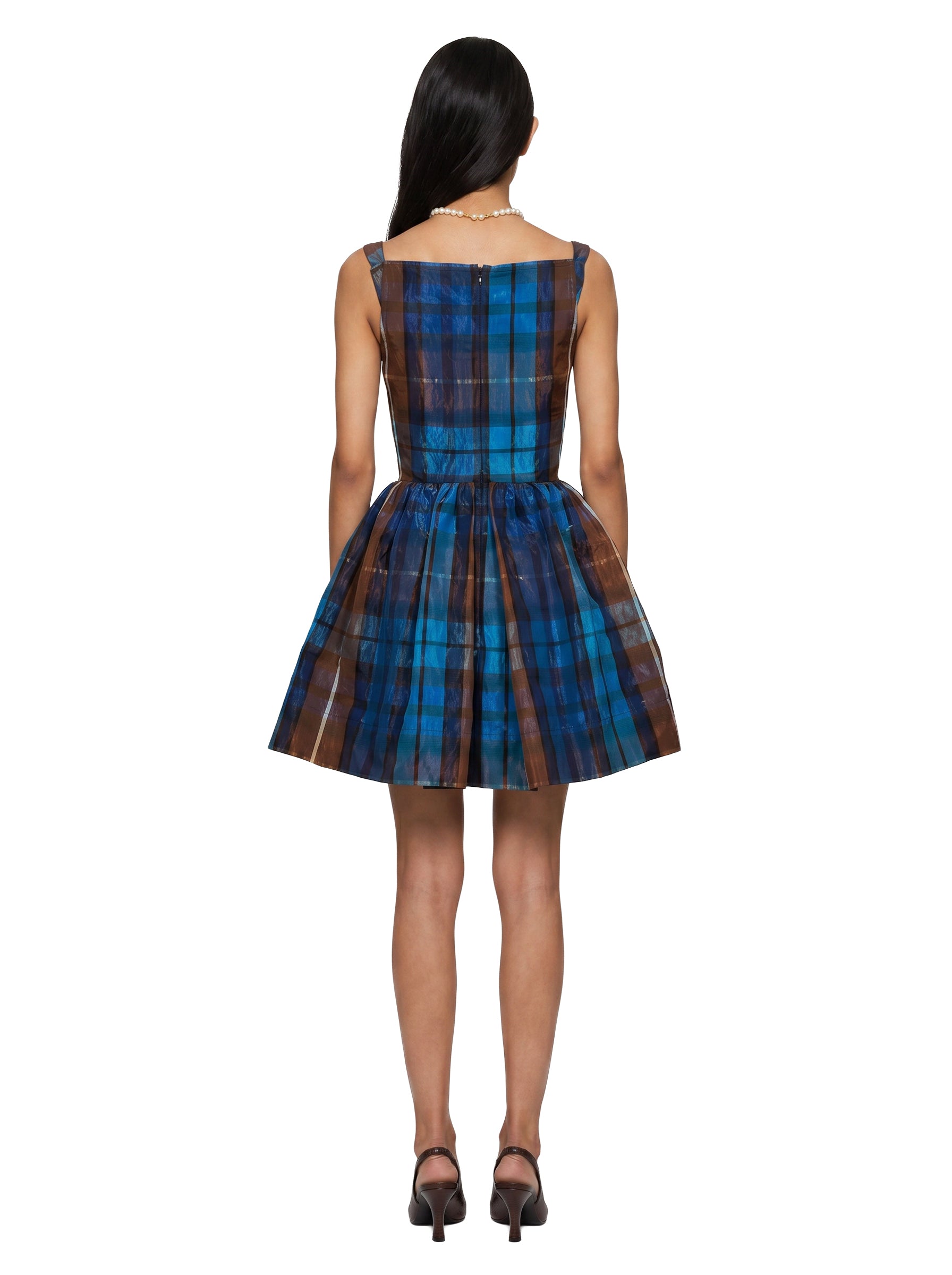 Abito mini Sunday a quadri in blu 