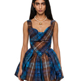 Abito mini Sunday a quadri in blu 